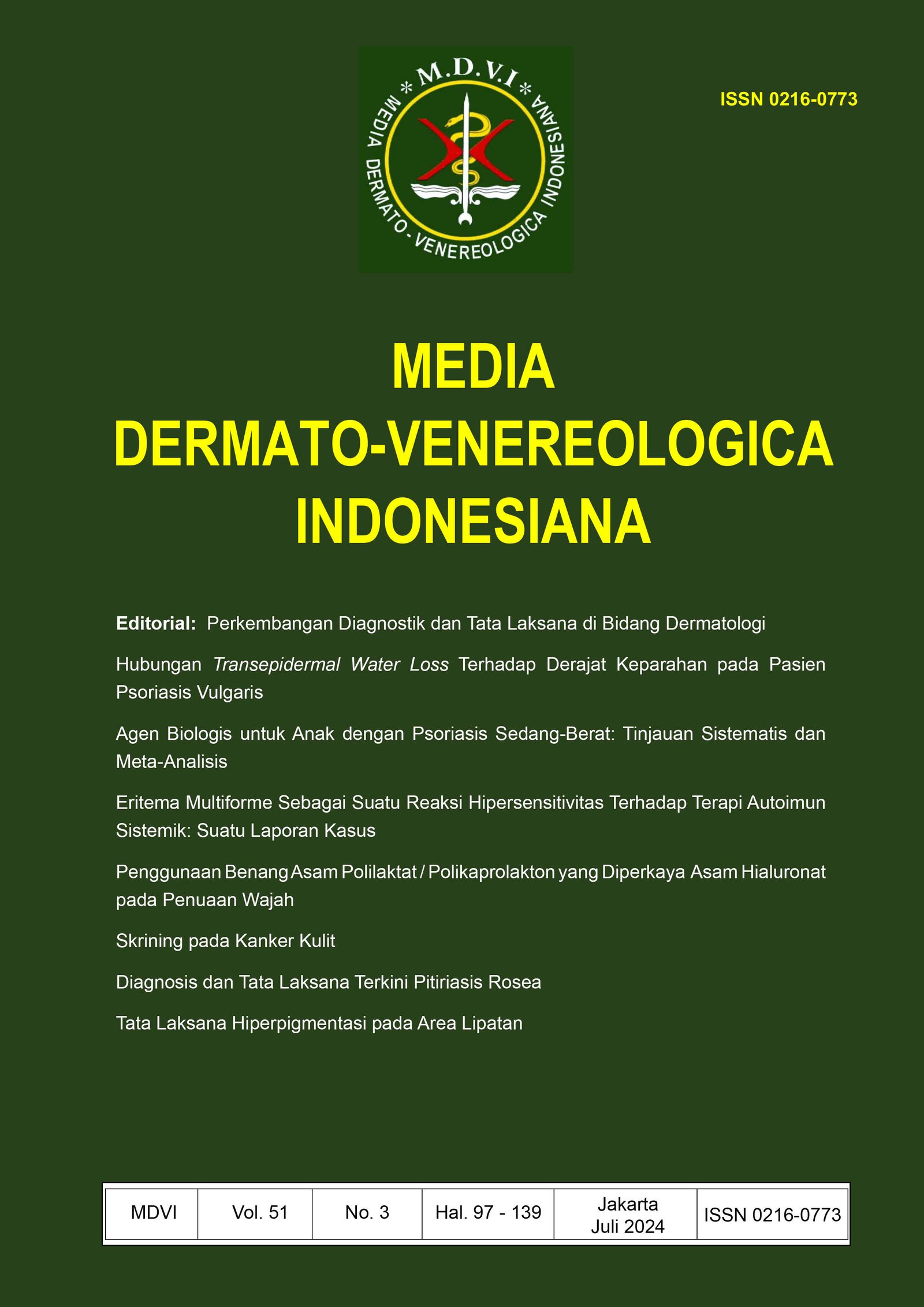 					View Vol. 51 No. 3 (2024): Media Dermato Venereologica Indonesiana
				